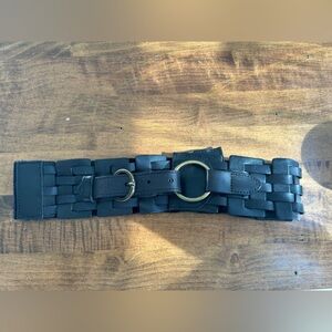 Anthropologie Small Black Leather and Cotton Belt